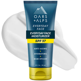 Oars + Alps front tube showing label and SPF 37, clear product info benefit