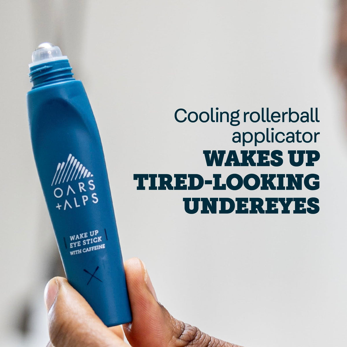 Oars + Alps ingredient label highlighting caffeine and aloe benefits