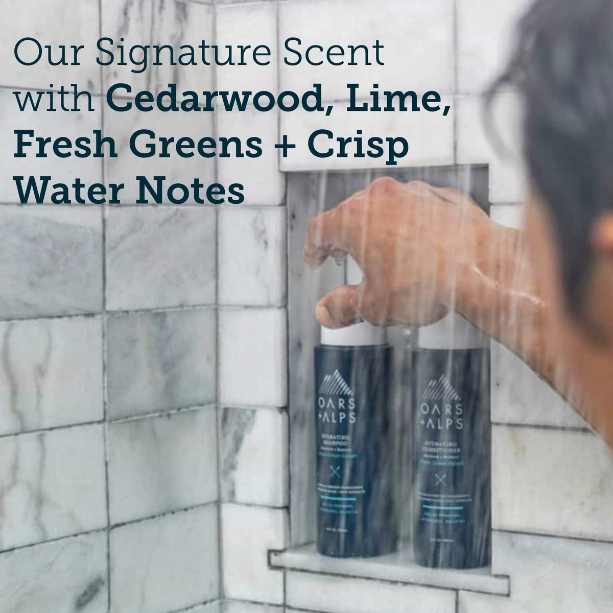 Oars + Alps ingredient label detail highlighting sulfate-free formula and ingredient transparency benefit