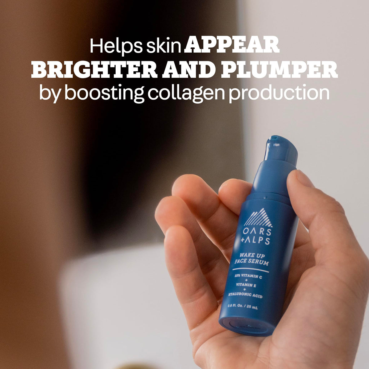 Oars + Alps serum in bathroom routine scene promoting daily use