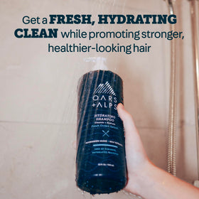 Oars + Alps pump dispensing lightweight foam for gentle hydration benefit