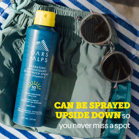 Oars + Alps recyclable non-aerosol can detail showing eco-friendly benefit