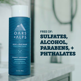 Man using Oars + Alps in shower showing effective cleansing after workout