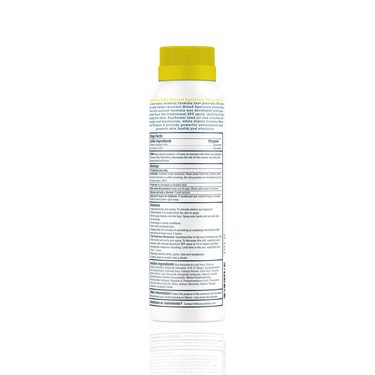 Oars + Alps 6oz bottle next to sunglasses for portable, on-the-go sun protection