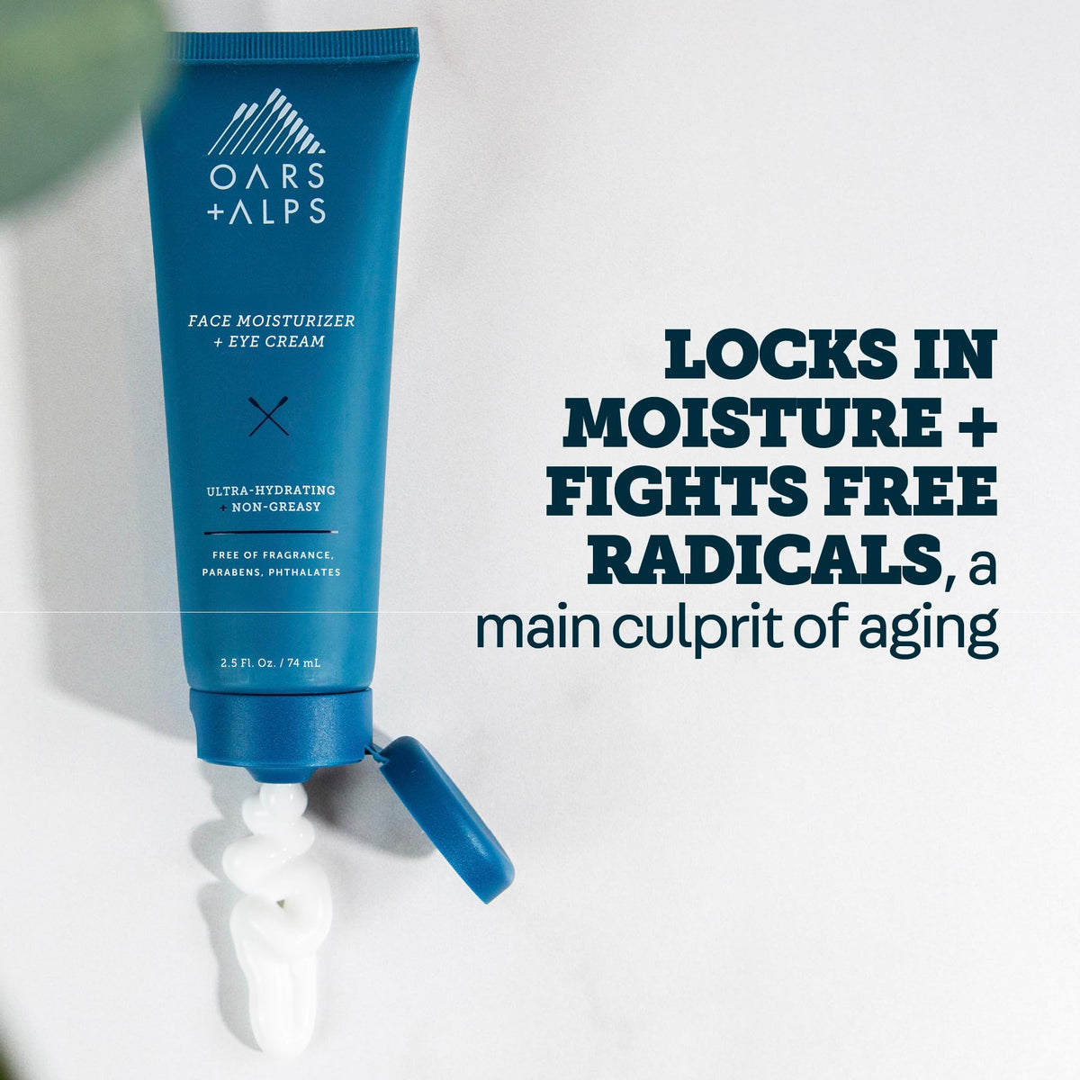 Oars + Alps tube next to toothpaste for scale emphasizing travel-friendly TSA approval