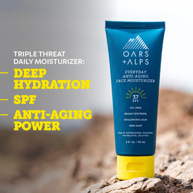 Oars + Alps cream texture close-up highlighting hyaluronic hydration benefit