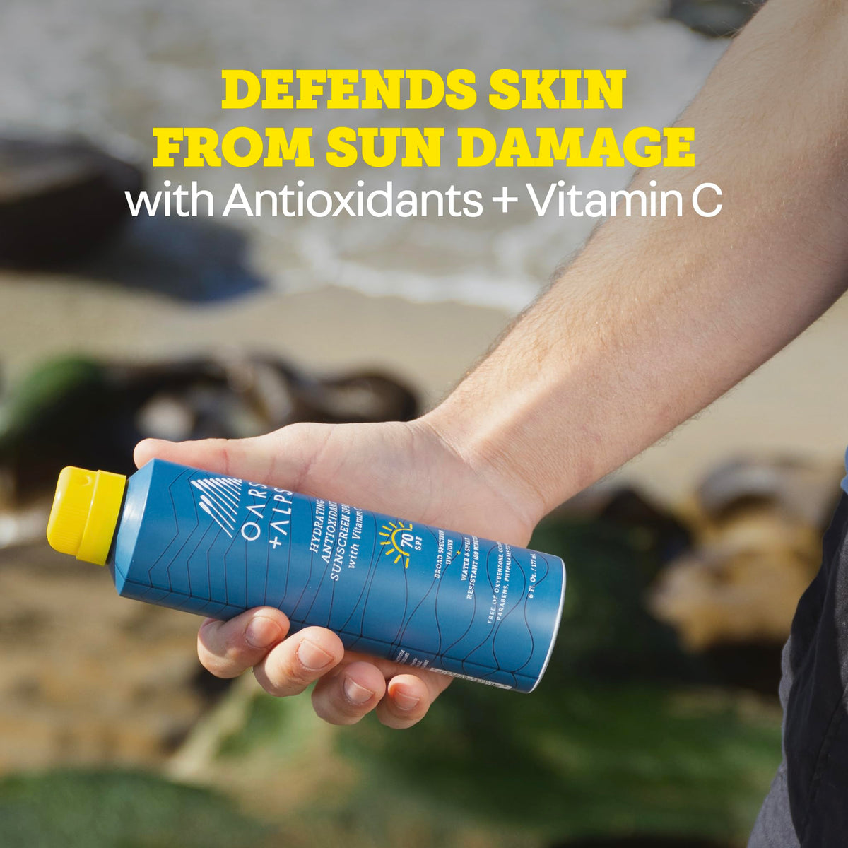 Oars + Alps lightweight spray texture on skin absorbing without grease