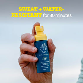 Oars + Alps mist on skin texture illustrating lightweight, non-greasy feel