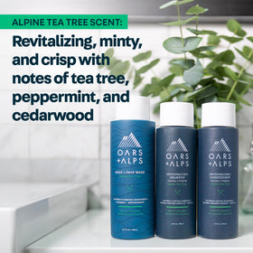 Oars + Alps ingredients display with spirulina witch hazel tea tree benefits