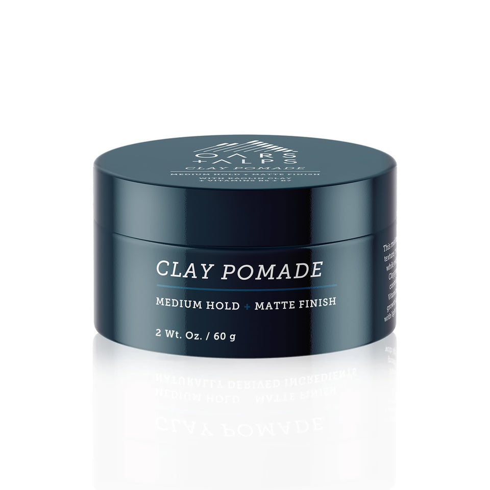 Oars + Alps front jar view showing matte pomade and brand