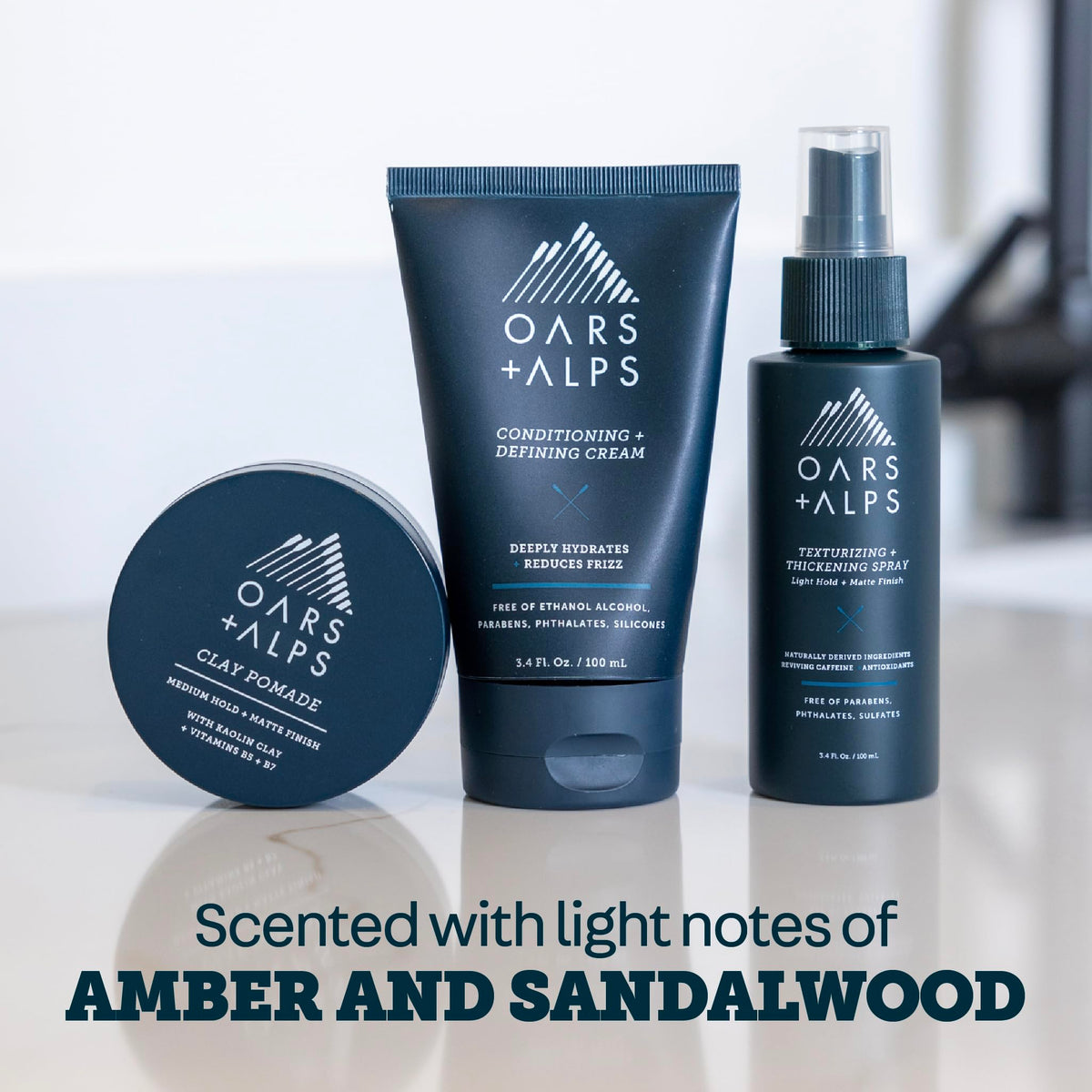 Oars + Alps ingredient display of argan and chia oils showing nourishing blend