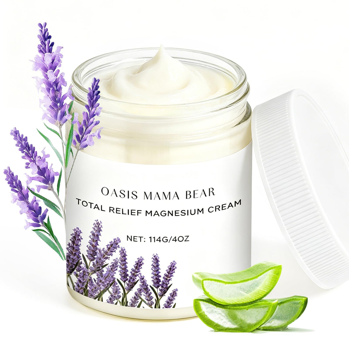 OASIS MAMA BEAR front jar showing product packaging and easy use benefit