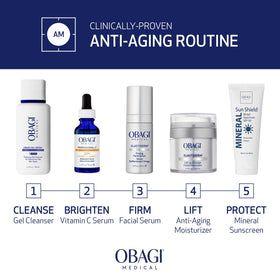 Obagi ELASTIderm before and after illustration showing firmer-looking facial contours