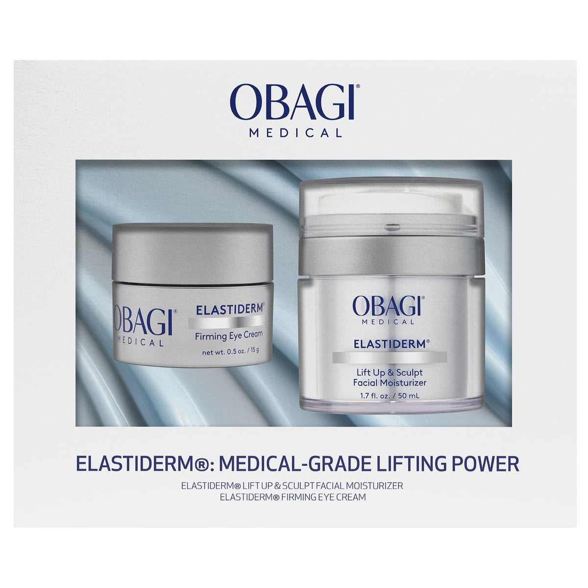 Obagi ELASTIDERM front packaging showing set and benefits