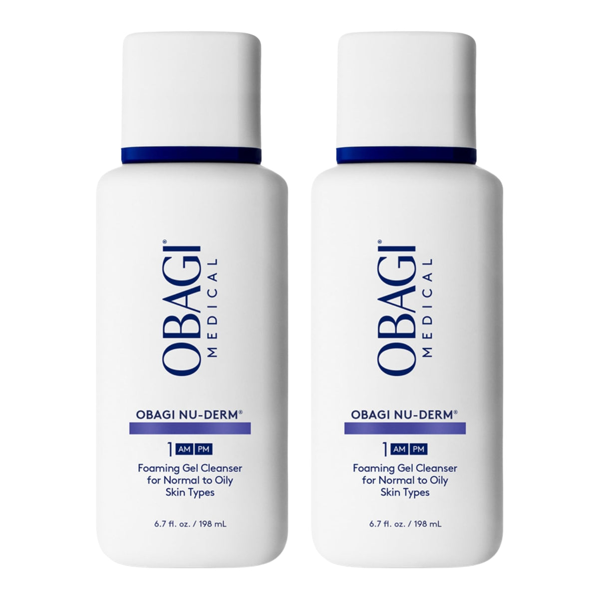 Obagi Medical foaming gel front view showing clean packaging and product benefit