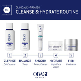 Obagi Medical label close-up listing key ingredients for skin comfort