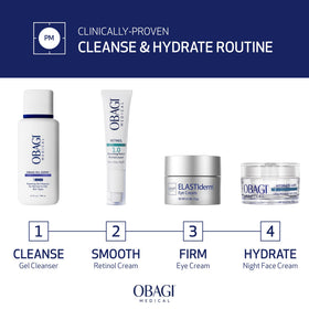 Obagi Medical cream swatched on hand illustrating fast-absorbing hydration