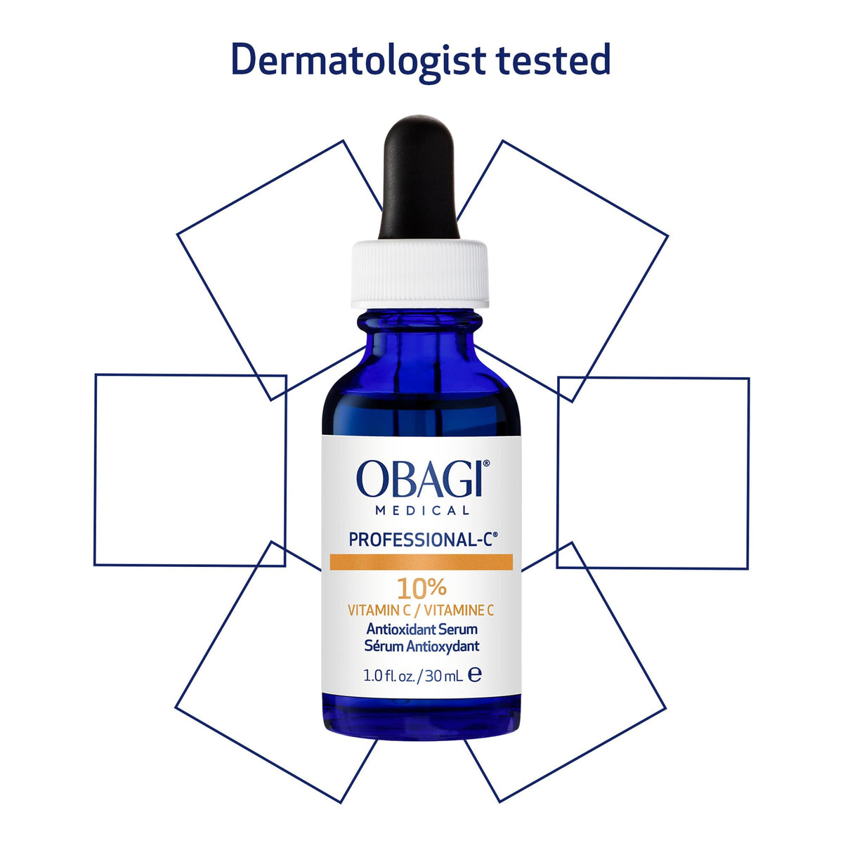 Obagi Medical bottle paired with sunscreen showing complementary daytime protection benefit