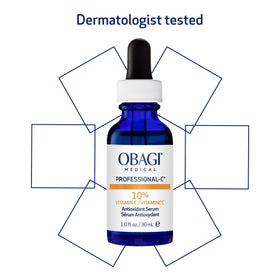 Obagi Medical bottle paired with sunscreen showing complementary daytime protection benefit
