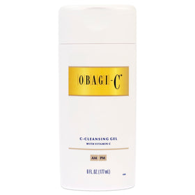 Obagi Medical cleansing gel texture closeup on fingertip, clear benefit: lightweight soothing gel