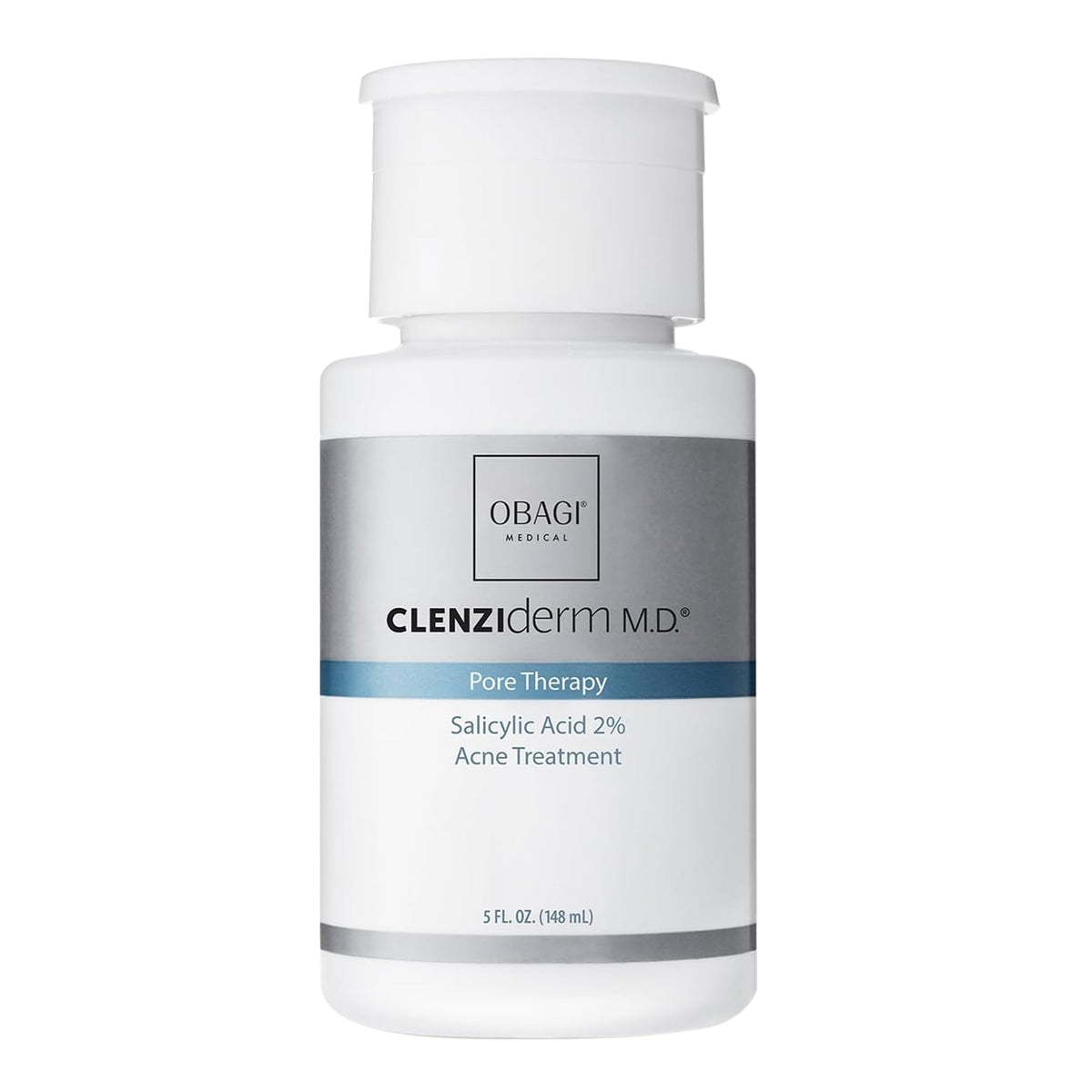 Obagi Medical bottle front view showing label and benefit for clearer pores