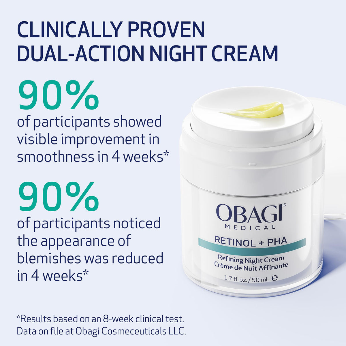 Obagi Medical cream texture close-up showing smooth, hydrating formula