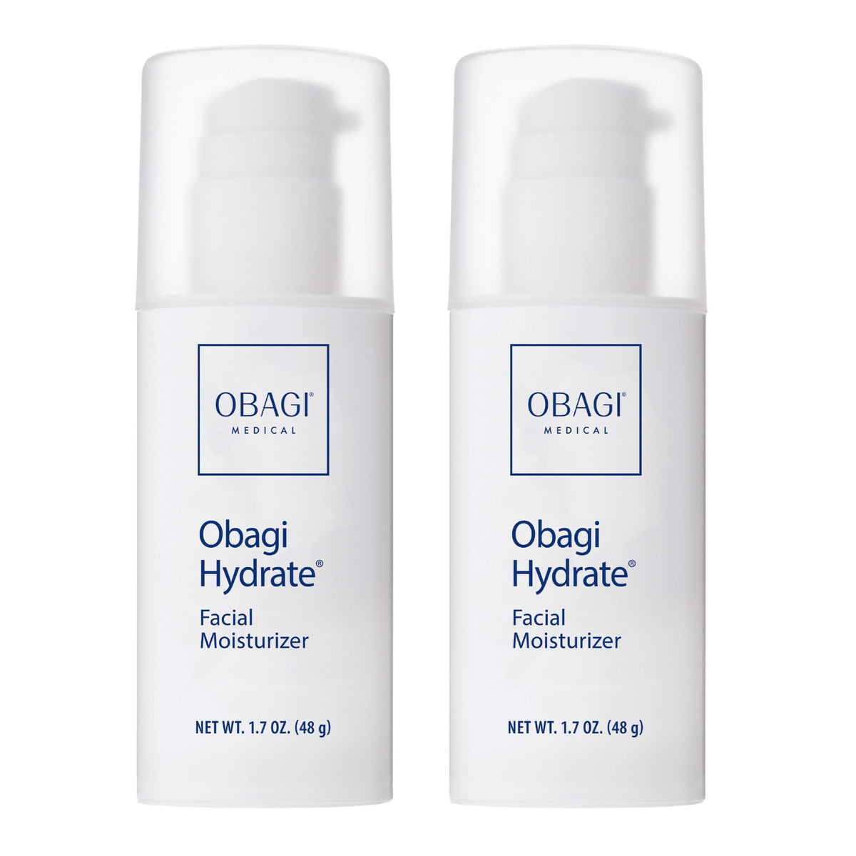Obagi Medical front packaging showing two 1.7 oz tubes for lasting hydration benefit