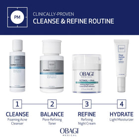 Obagi Medical bottle staged in bathroom conveying daily routine convenience