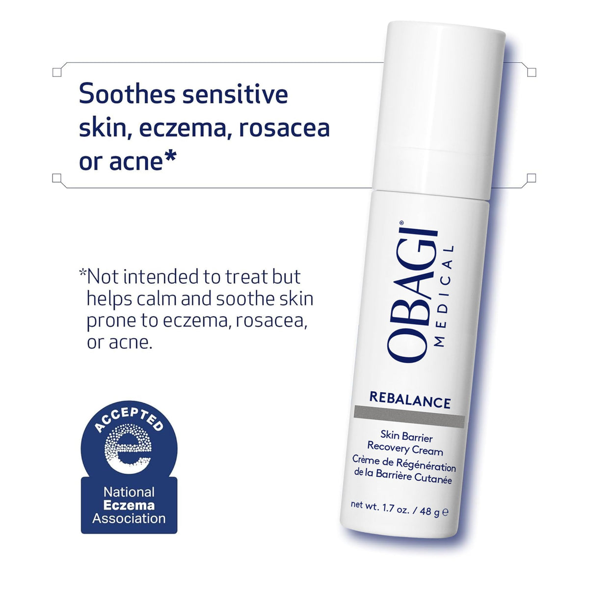 Obagi Medical open jar being applied to finger for gentle relief