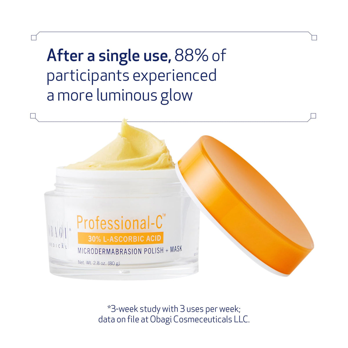 Obagi Medical tube close-up label highlighting concentration and usage benefits