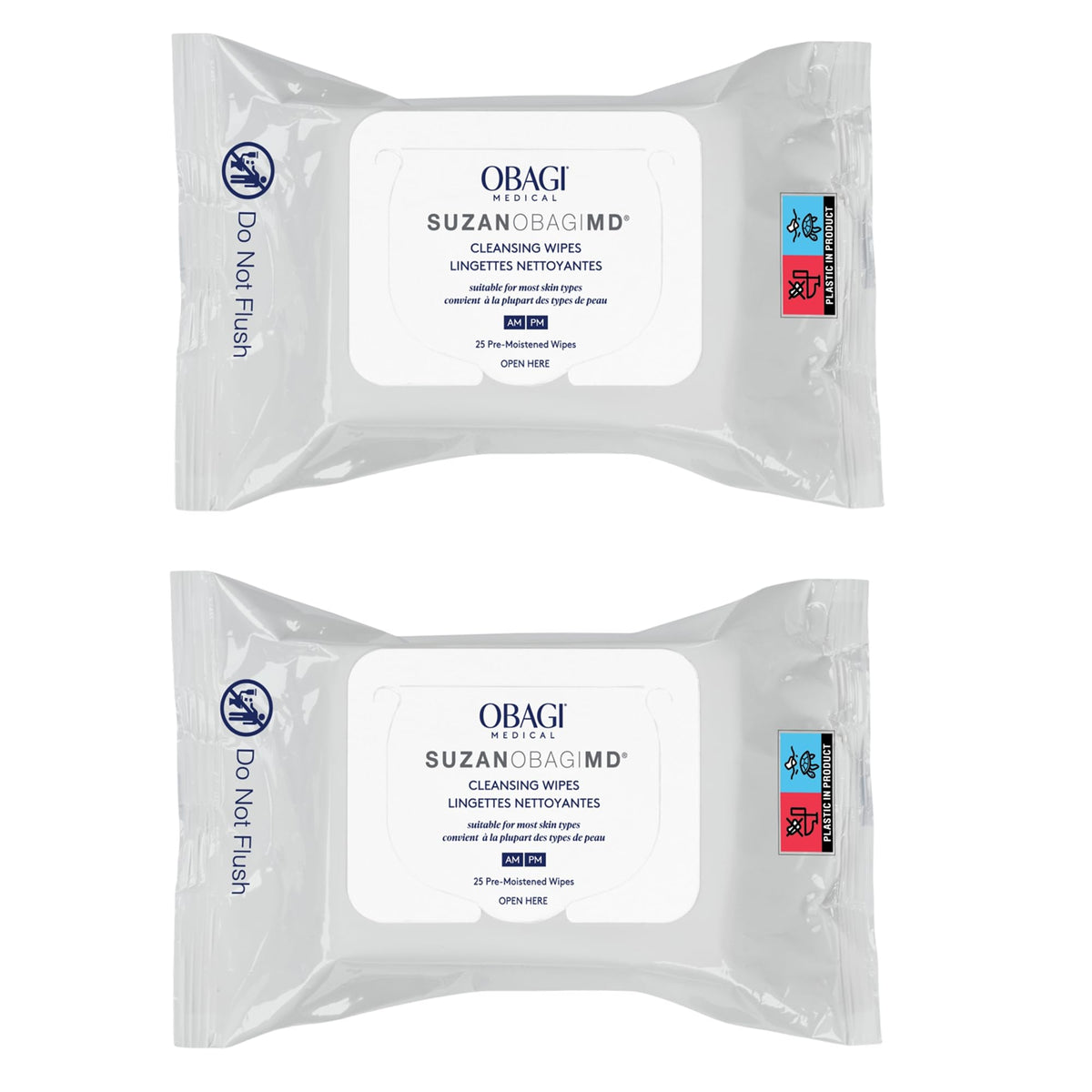 Obagi Medical front packaging showing 25-count wipes and travel convenience
