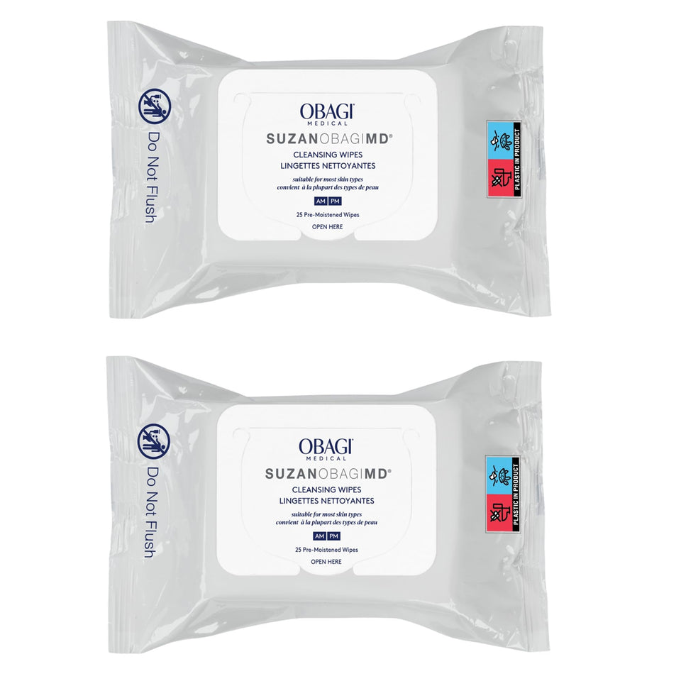 Obagi Medical front packaging showing 25-count wipes and travel convenience