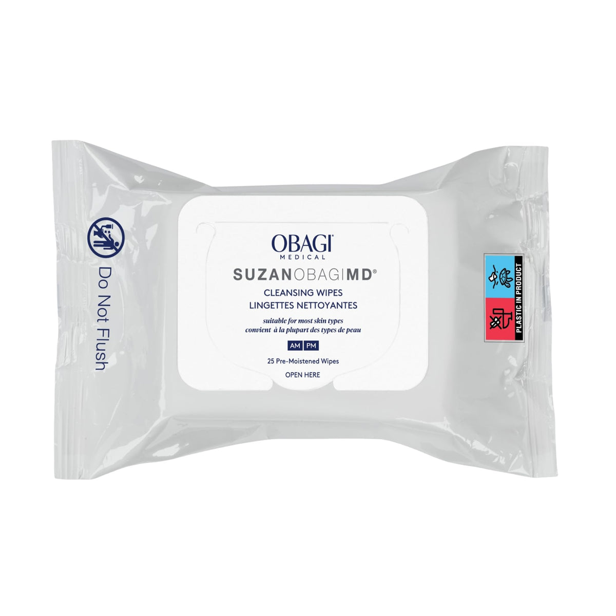 Obagi Medical front packaging showing 25-count travel wipes and convenience
