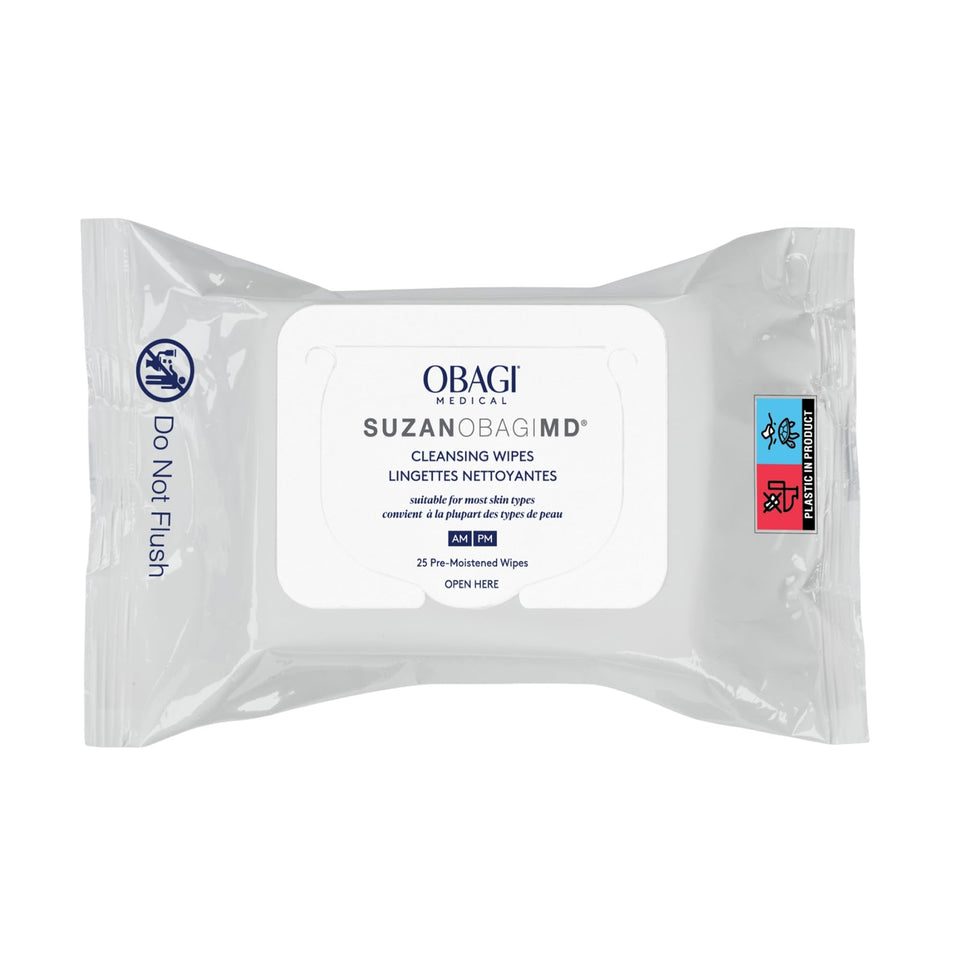 Obagi Medical front packaging showing 25-count travel wipes and convenience