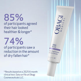 Obagi Nu-Cil scalp massage action with fingertips to boost circulation and absorption