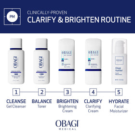 Obagi Medical cream staged on nightstand with skincare items showing inclusion in evening routine benefit