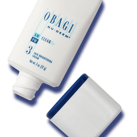 Obagi Nu-Derm before and after swatch showing visible brightening effect