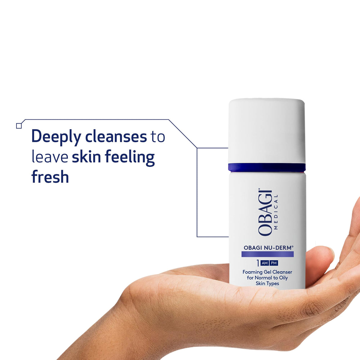 Obagi Medical cap and pump detail highlighting easy controlled dispensing