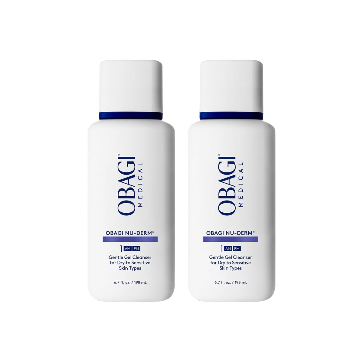 Obagi Nu-Derm Gentle Cleanser front packaging shows clean label and size benefit