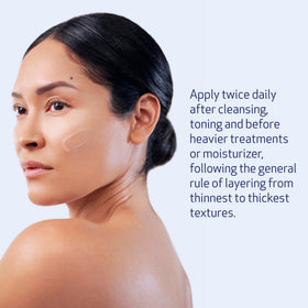 Obagi Medical hand applying serum to cheek demonstrating smooth application