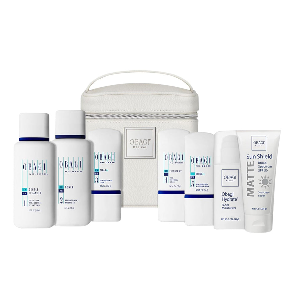 Obagi Medical kit front packaging showing complete seven-count system benefits