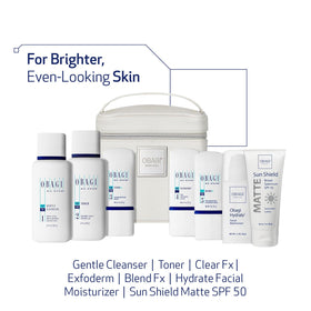 Obagi Medical NuDerm Fx open layout of all seven products for coordinated regimen
