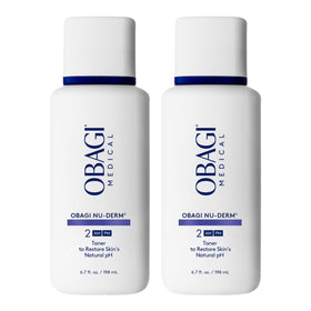 Obagi Medical front packaging showing clear bottle and calming label benefit