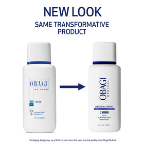 Obagi Medical toner pouring from bottle illustrating gentle liquid flow