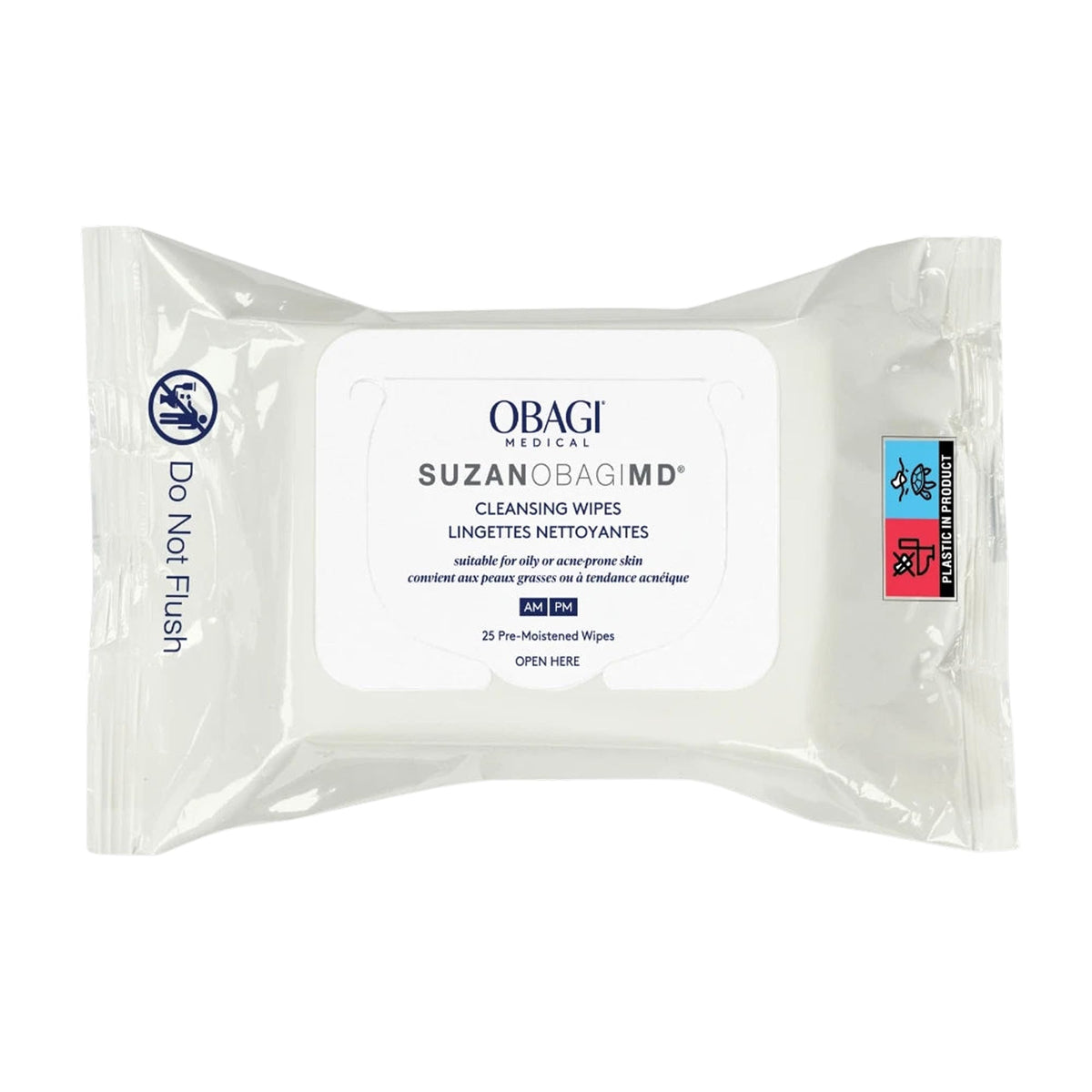 Obagi Medical front packaging showing 25-count wipes and portability benefit