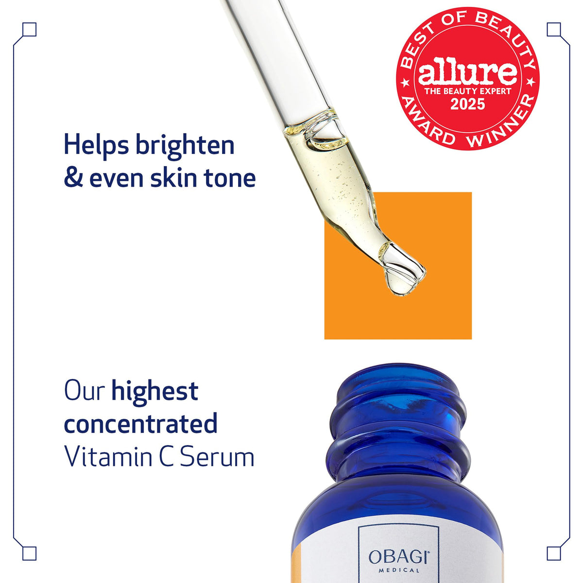 Obagi Medical serum drop on fingertip showing smooth texture and absorption