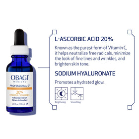 Obagi Medical bottle next to moisturizer and sunscreen showing layered routine benefit