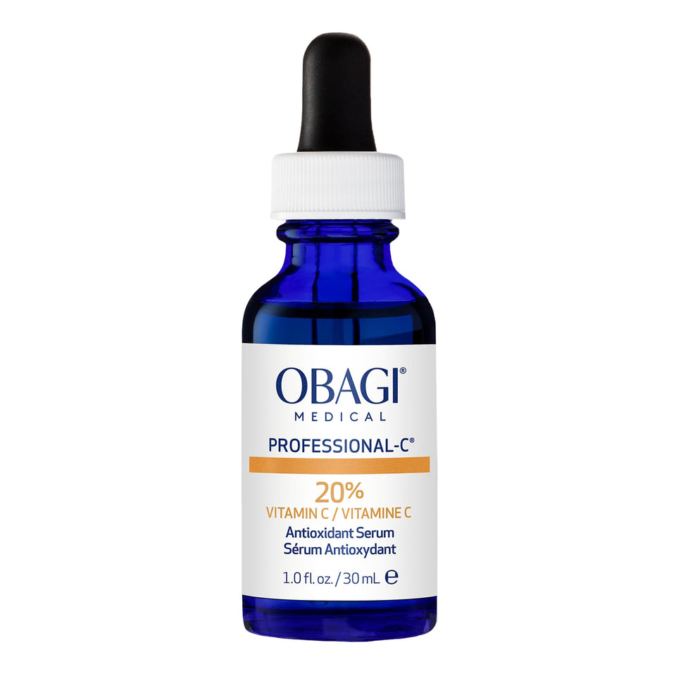Obagi Medical front packaging showing bottle and label benefiting routine clarity
