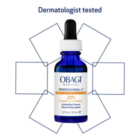 Obagi Medical bottle on bathroom counter styled for daily use benefit