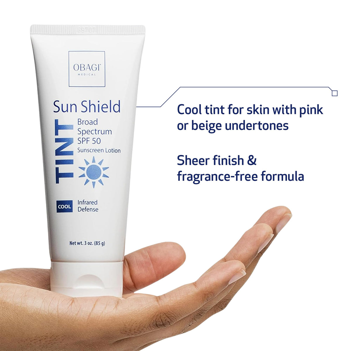 Obagi Medical cap open with sunscreen dispensing for easy application benefit